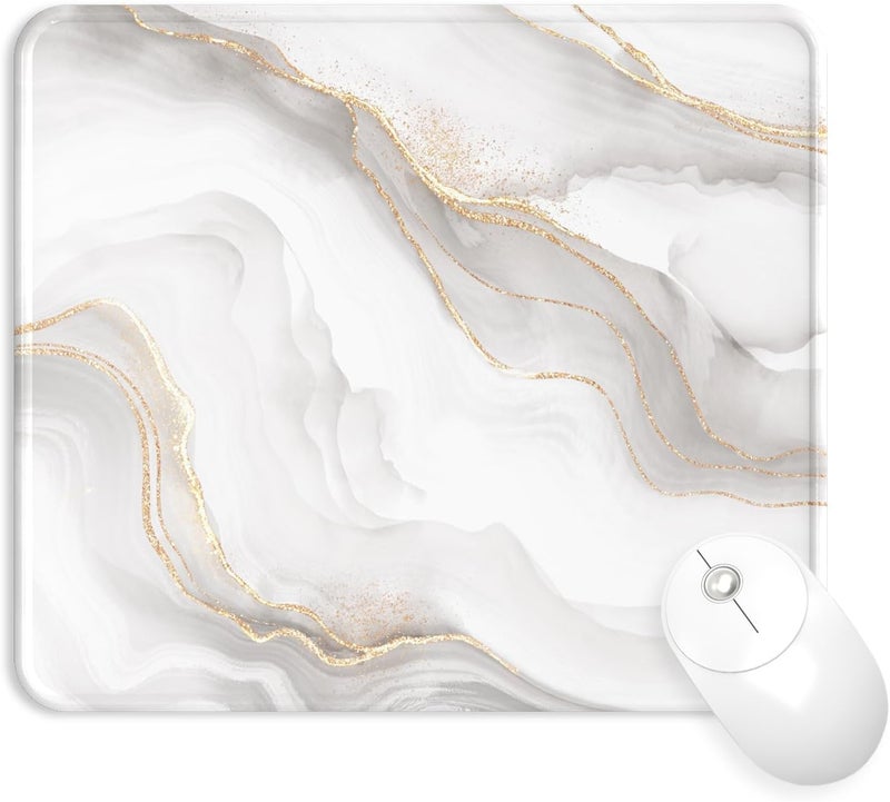 eulps Mouse Pad with Stitched Edge, Multiple Patterns Computer Mouse Pads with Non-Slip Rubber Base, Washable Cloth Mousepad, for Gaming, Laptop, PC (Ivory Gold) - Image 1